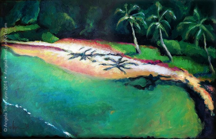 Olowalu Beach from the Ocean - acrylics on paper-canvas - 11" x 17" - available - $395