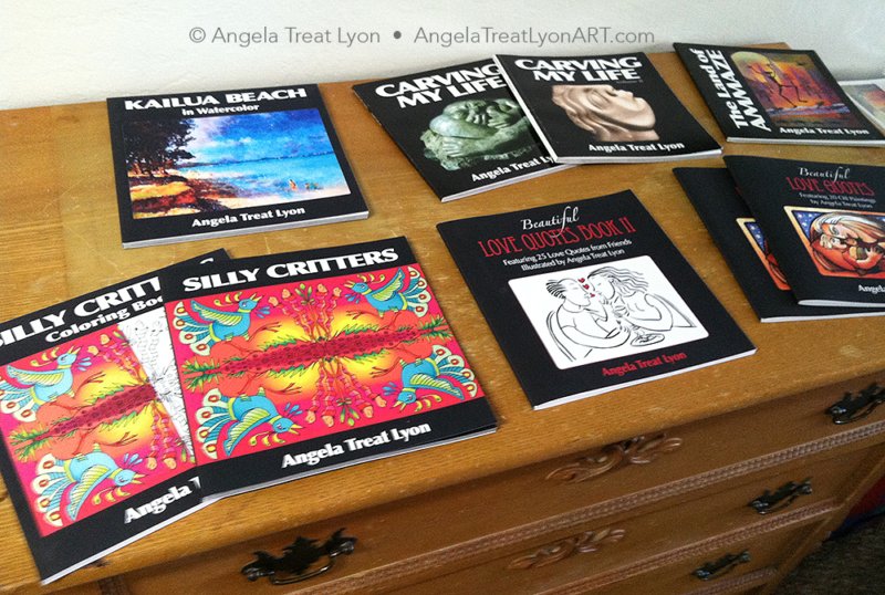 Some of my sculpture and art books, the Love books and Coloring Book